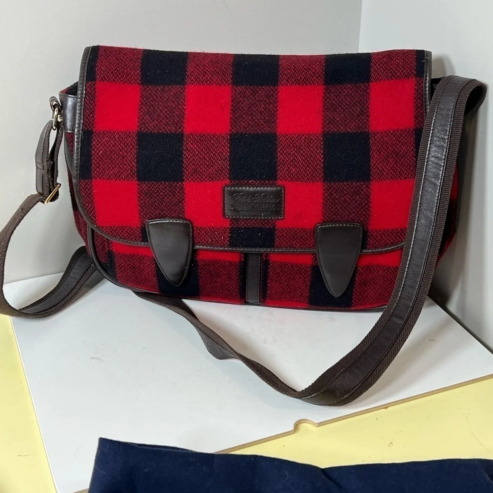 Brooks Brothers x Woolrich Made in USA Tartan Plaid Wool Messenger Bag Flagship